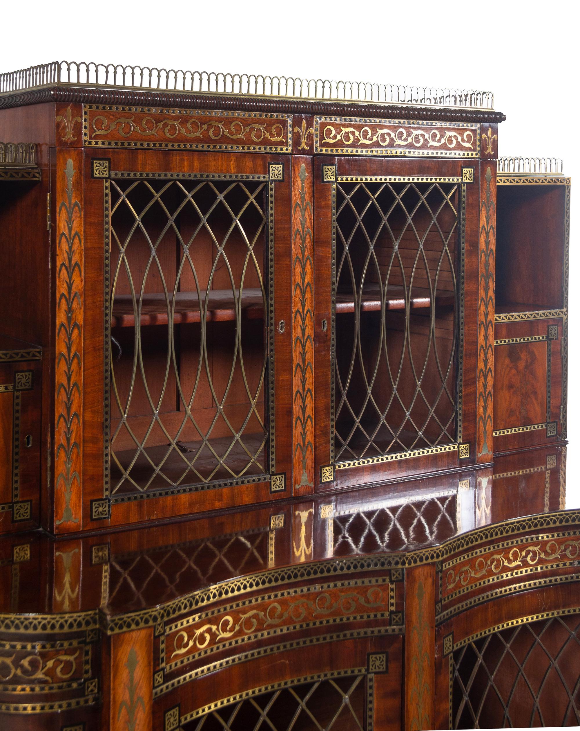 A Late Regency Brass-Inlaid and Ebony-Banded Mahogany Bookcase