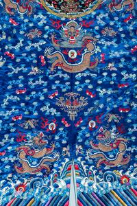 A Chinese Blue Ground Silk Embroidered 'Dragon' Robe