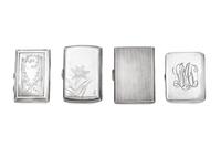 Two English Silver Card Cases, an American Silver Card Case, and a Japanese Silver Card Case