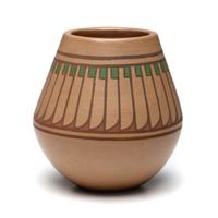 Polychrome Jar, with Repeating Feather Design