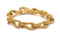 An 18 Karat Yellow Gold Textured Link Bracelet, 24.60 dwts.