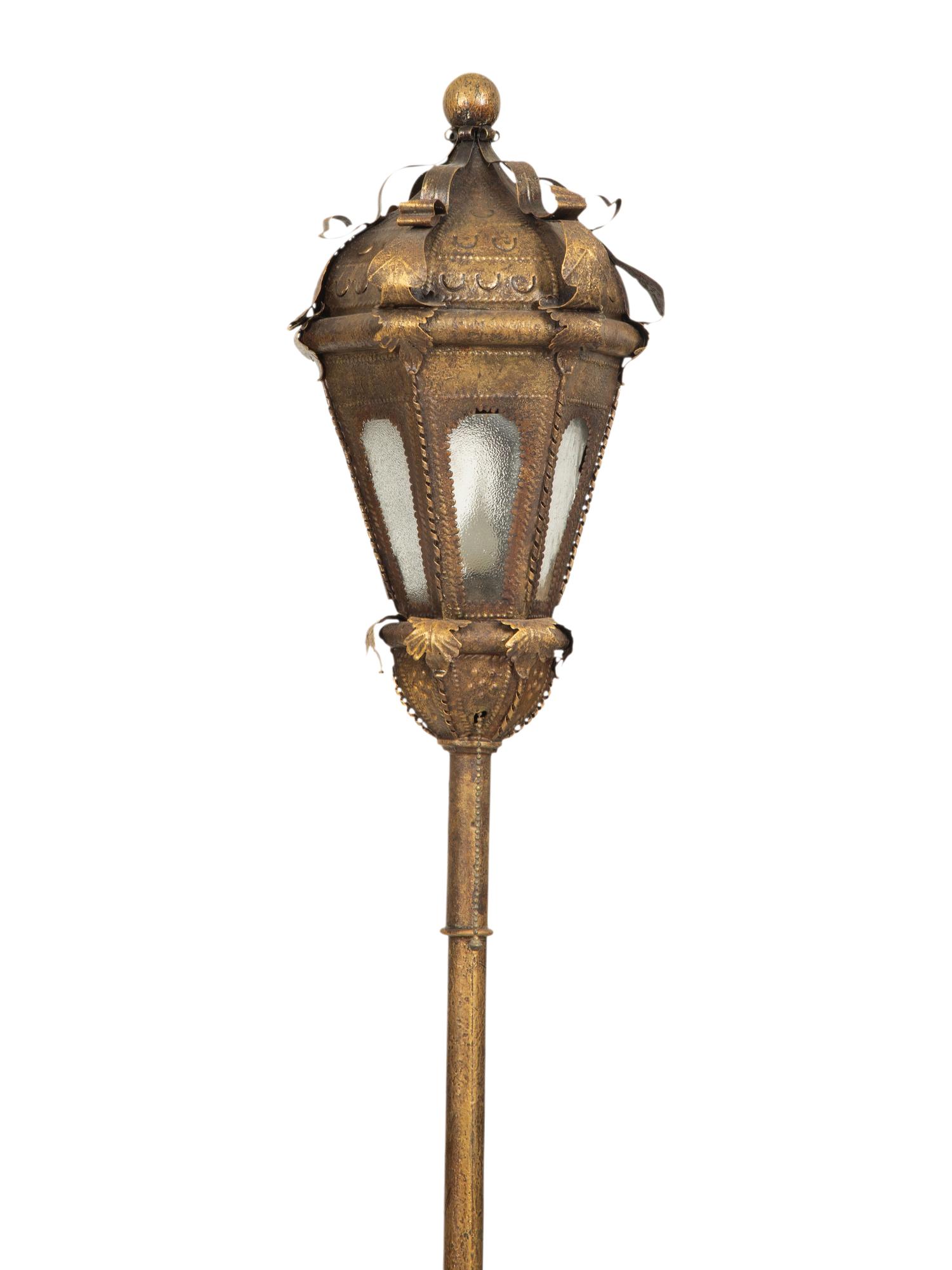 A Pair of Gondola Style Stamped Brass Floor Lamps