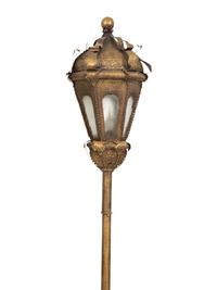 A Pair of Gondola Style Stamped Brass Floor Lamps