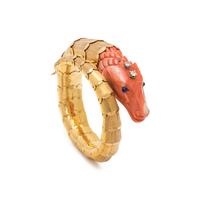 YELLOW GOLD, CORAL AND DIAMOND BRACELET