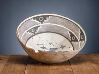 Mimbres Black-on-White Pottery Bowl