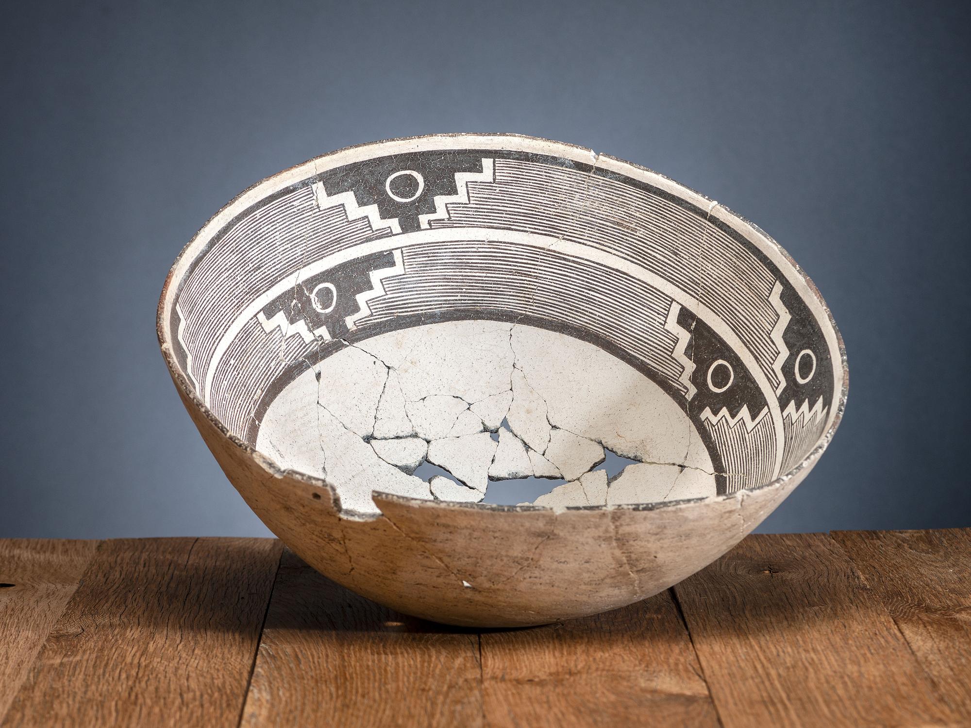 Mimbres Black-on-White Pottery Bowl