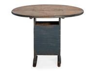 A Country Blue Painted Pine Shoe-Foot Hutch Table