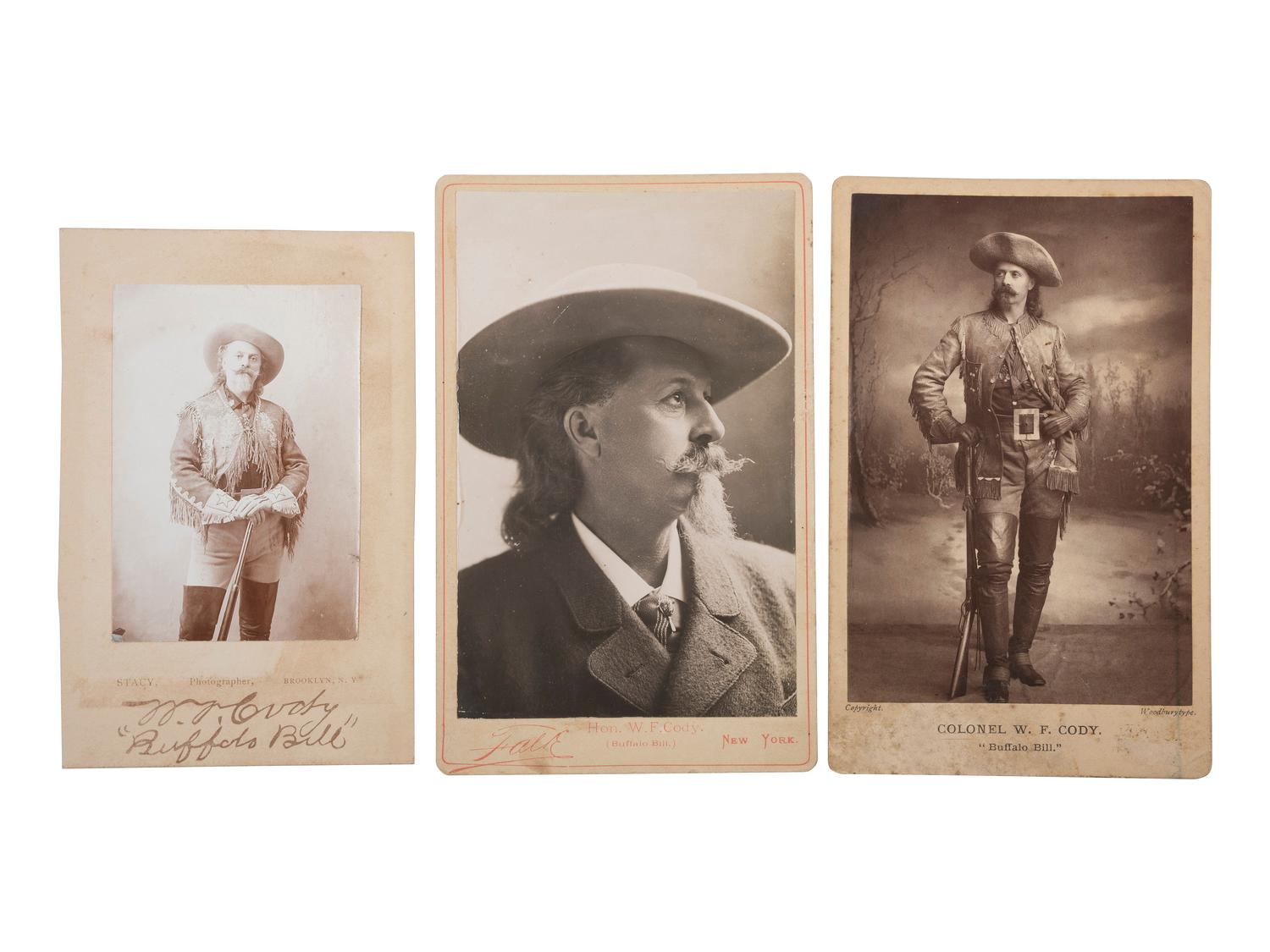 [CODY, William F. "Buffalo Bill" (1846-1917)]. A group of 3 photographs, comprising: