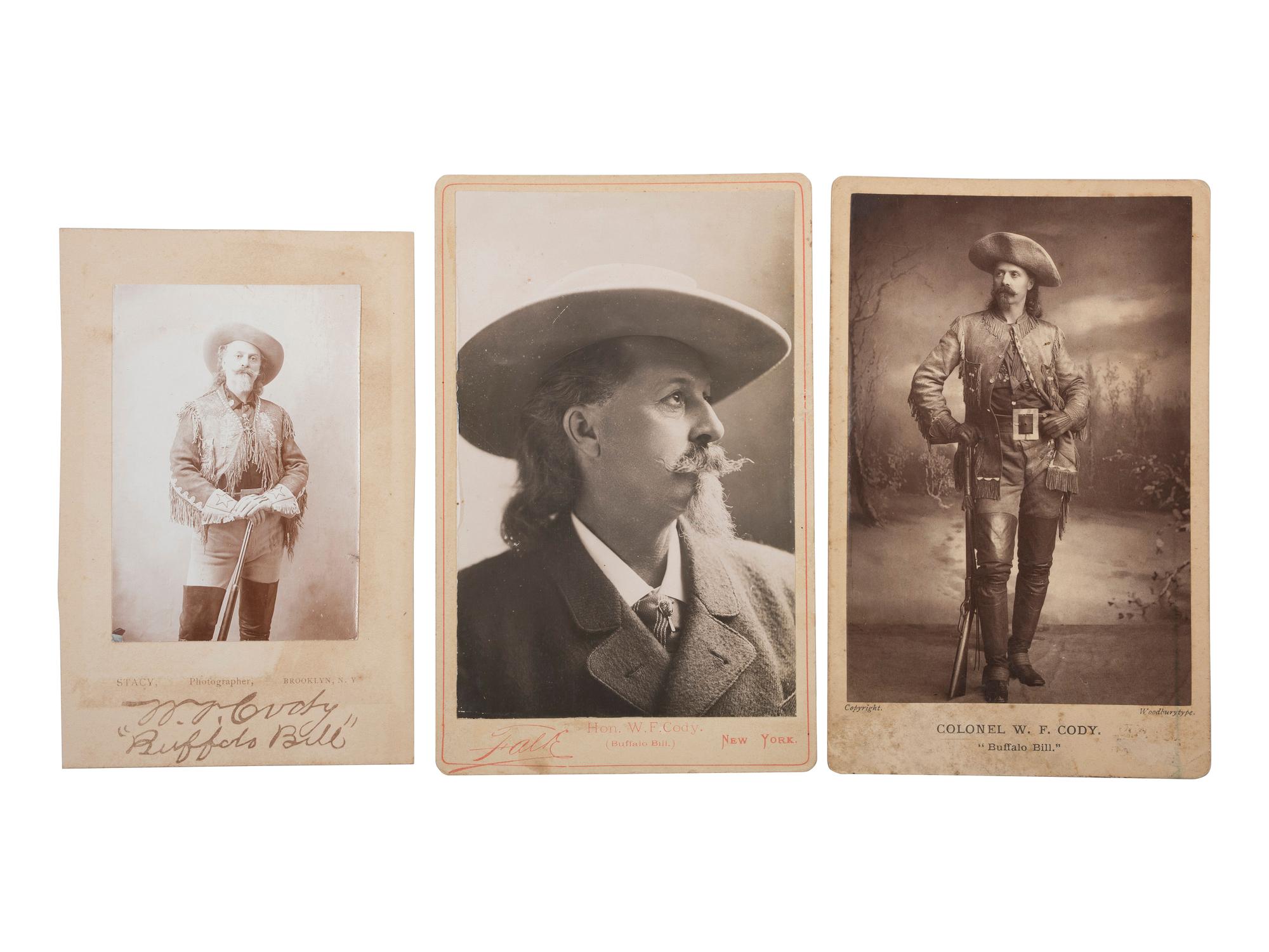 [CODY, William F. "Buffalo Bill" (1846-1917)]. A group of 3 photographs, comprising: