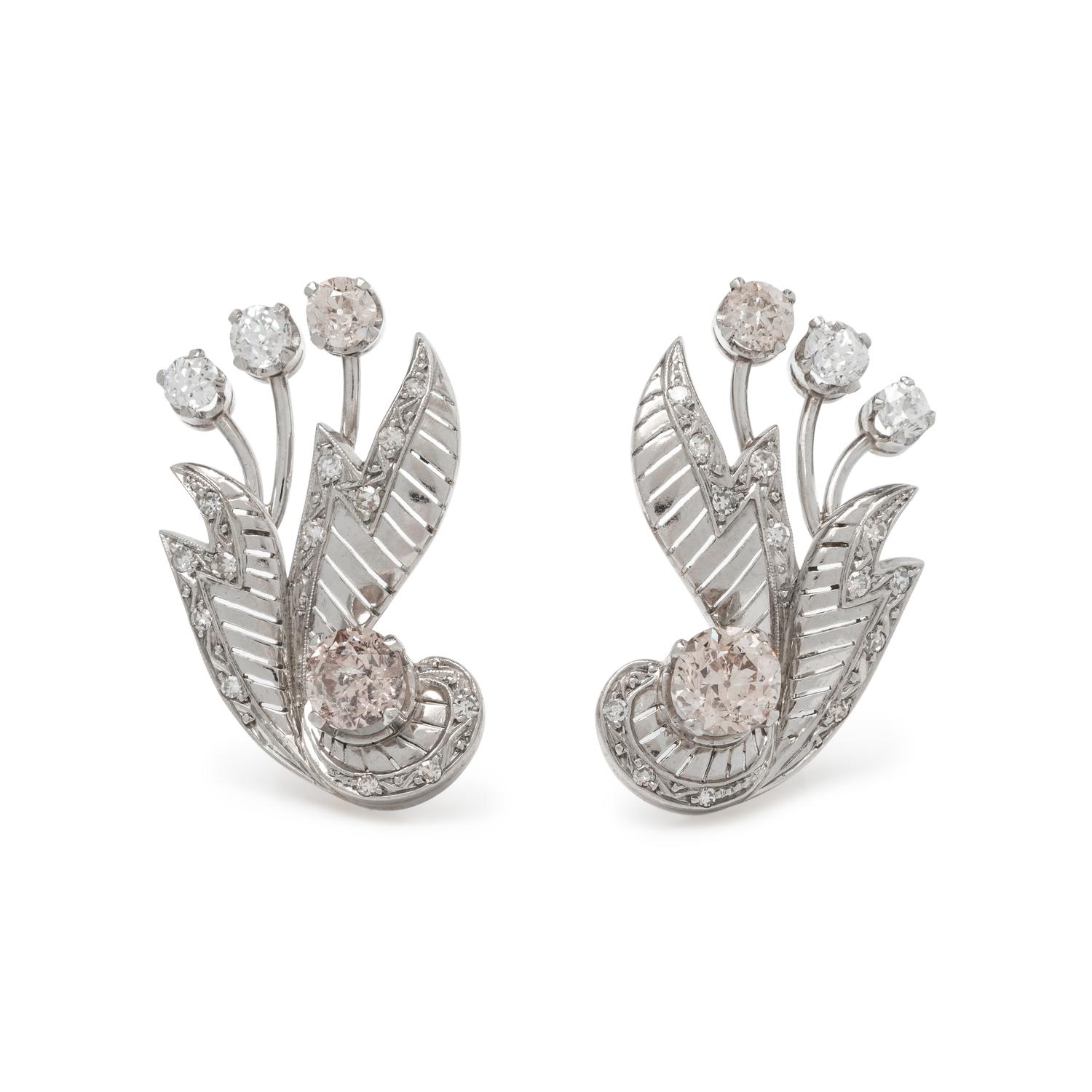 PLATINUM AND DIAMOND EARCLIPS