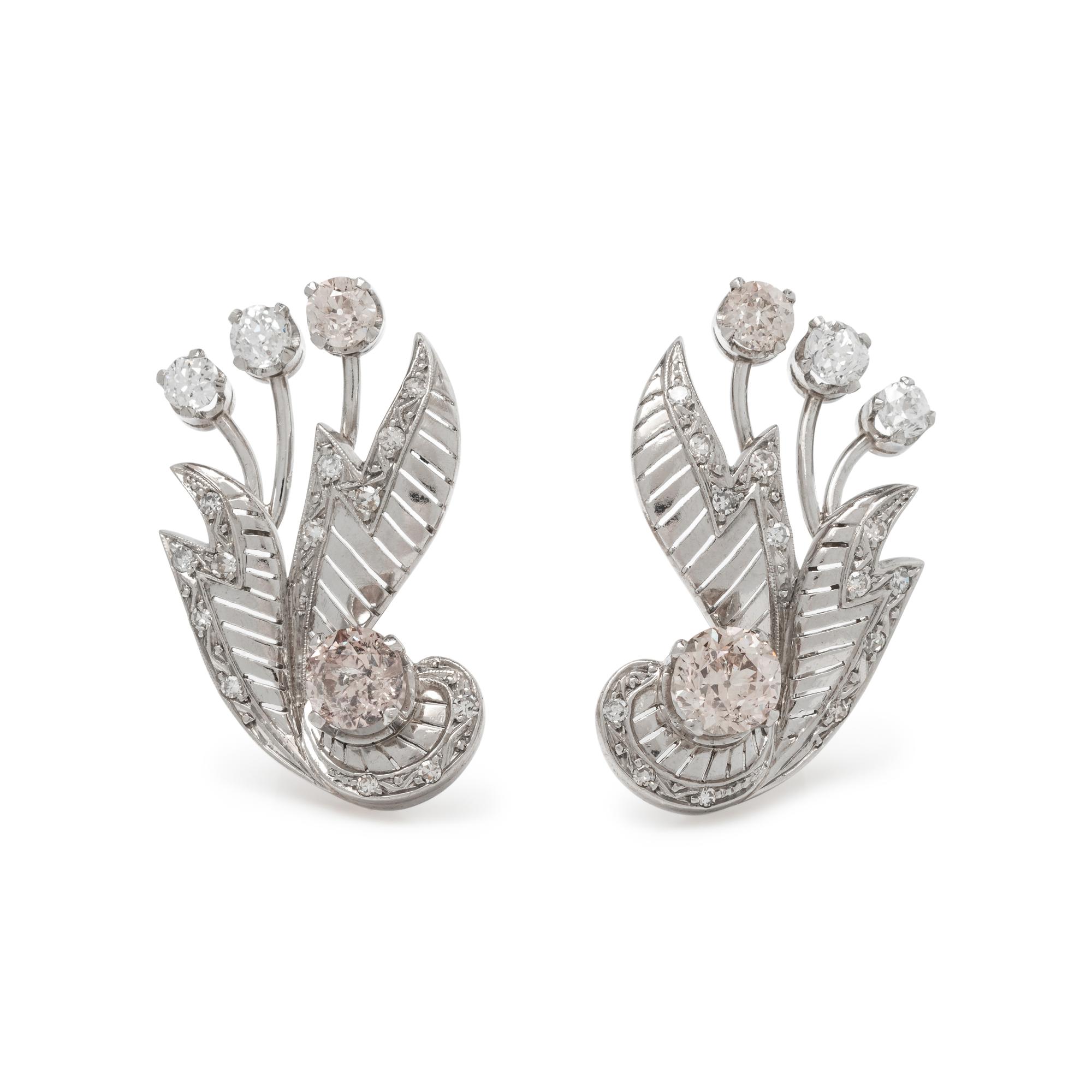 PLATINUM AND DIAMOND EARCLIPS