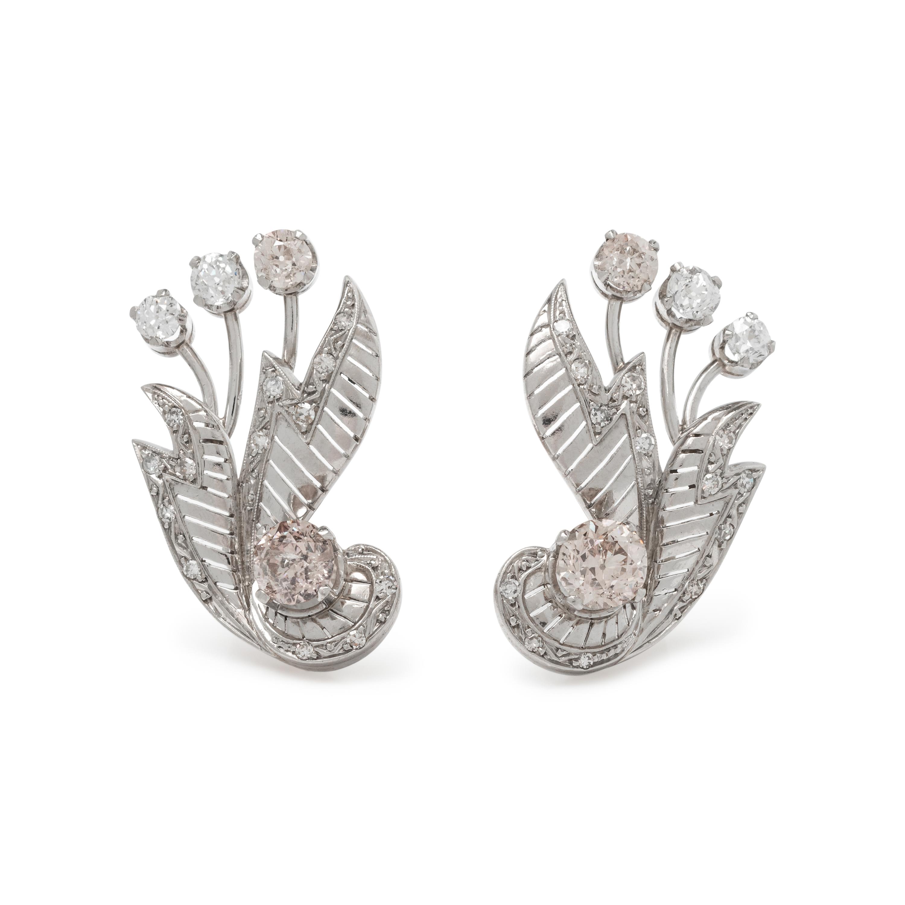 PLATINUM AND DIAMOND EARCLIPS