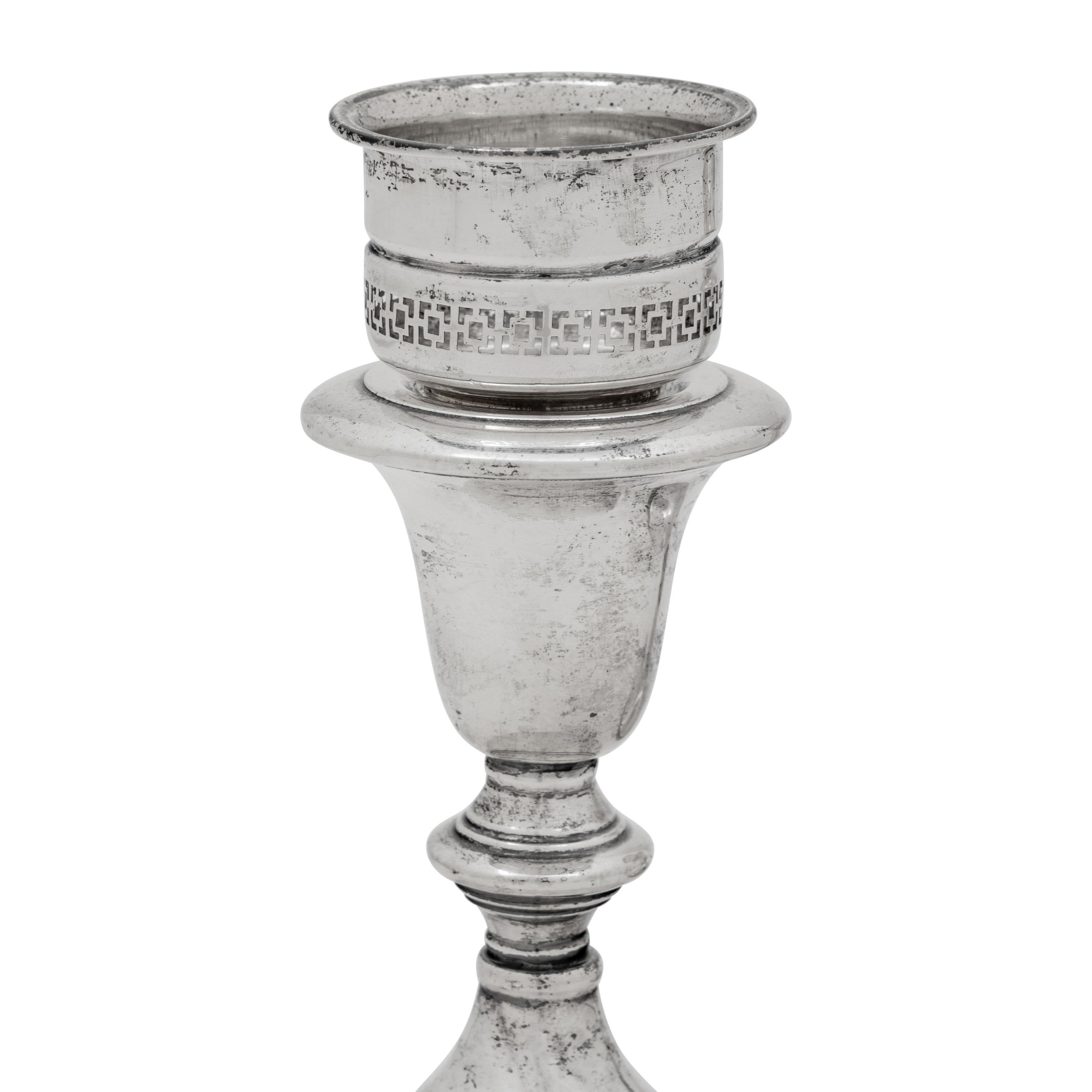 A Pair of American Silver Weighted Candlesticks