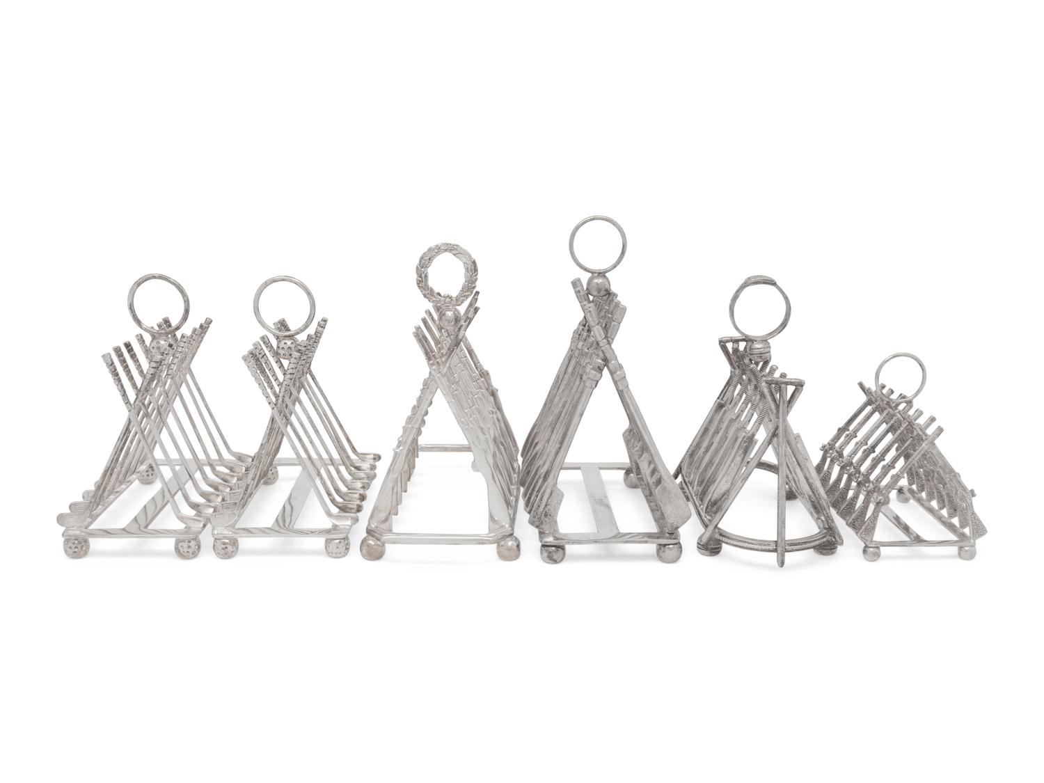 Six Silver-Plate Novelty Toast Racks