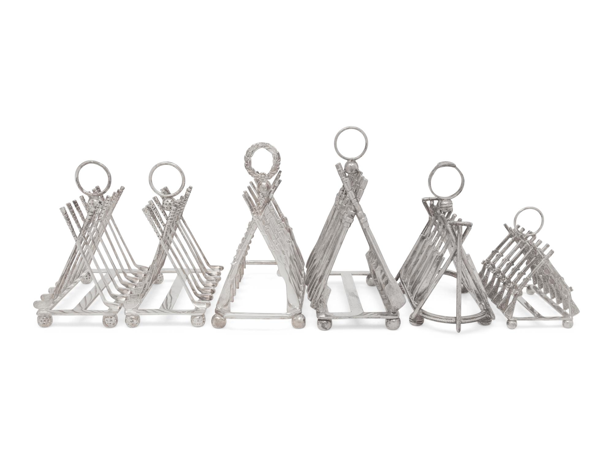 Six Silver-Plate Novelty Toast Racks