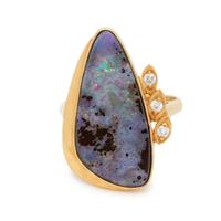 BOULDER OPAL AND DIAMOND RING