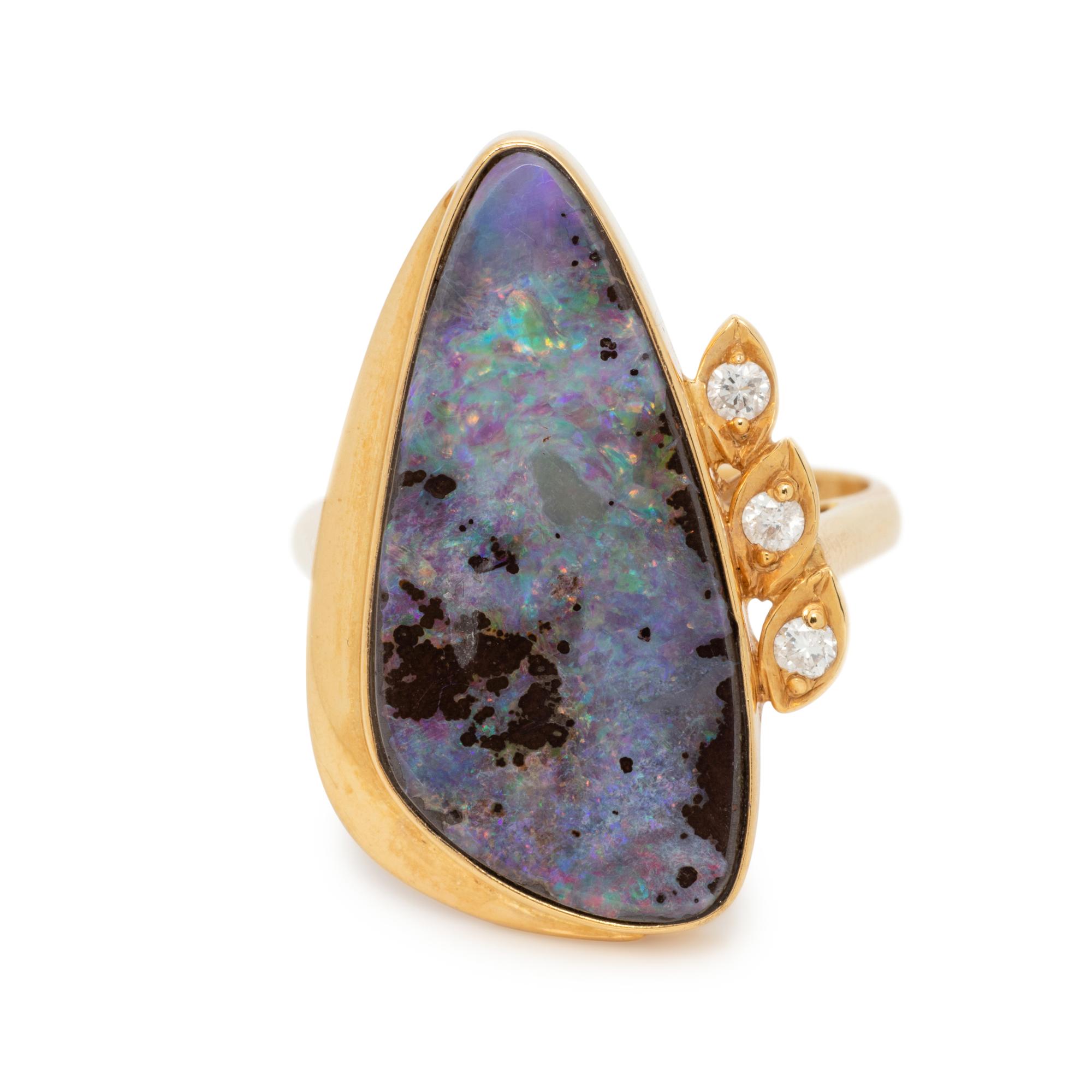 BOULDER OPAL AND DIAMOND RING