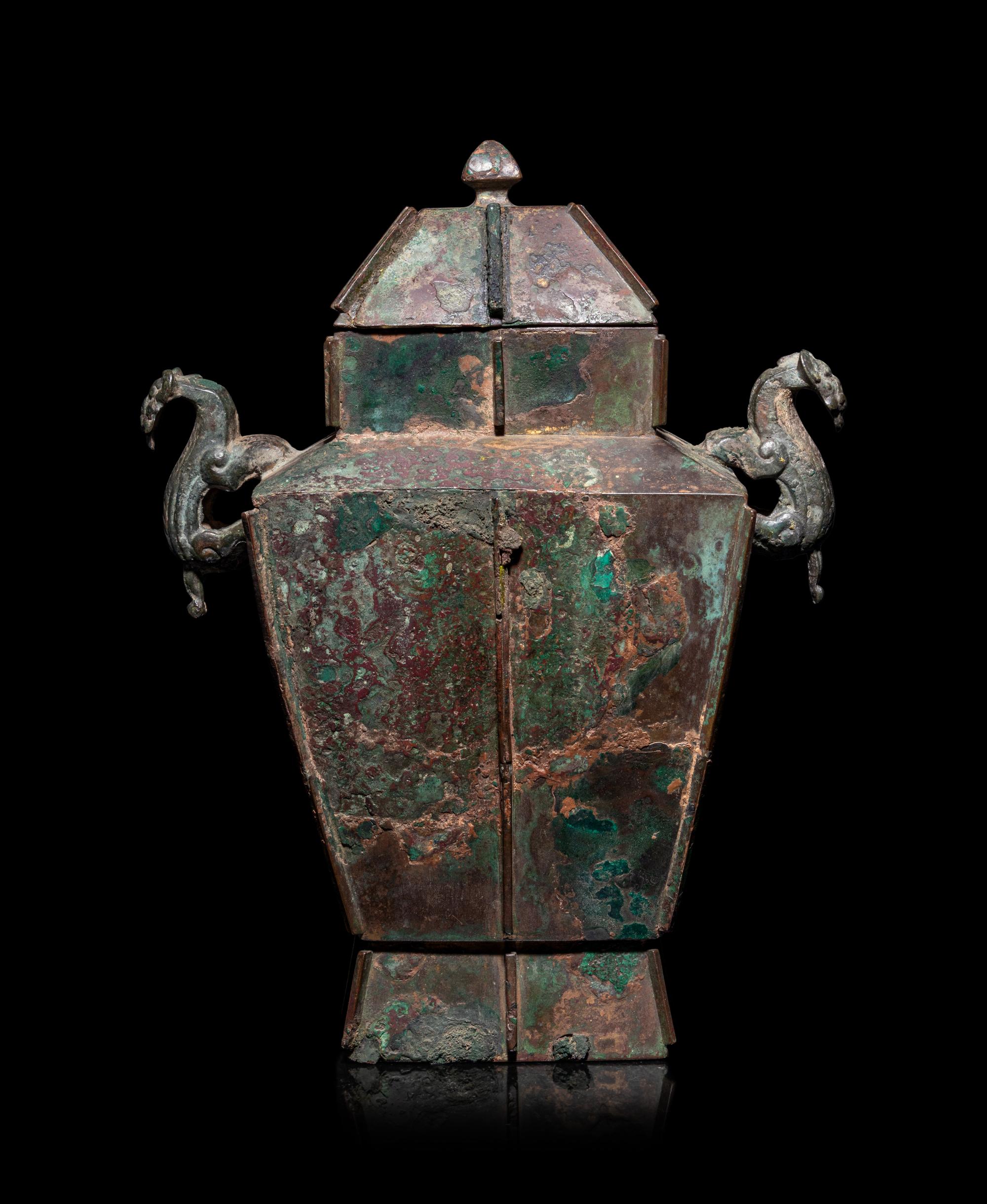 An Archaistic Bronze Covered Vessel, Fanglei