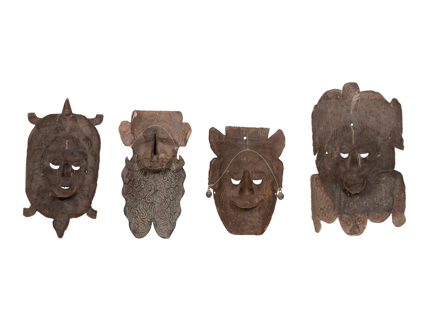 Four Mexican Copper Festival Masks