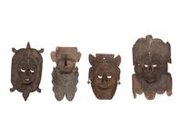 Four Mexican Copper Festival Masks