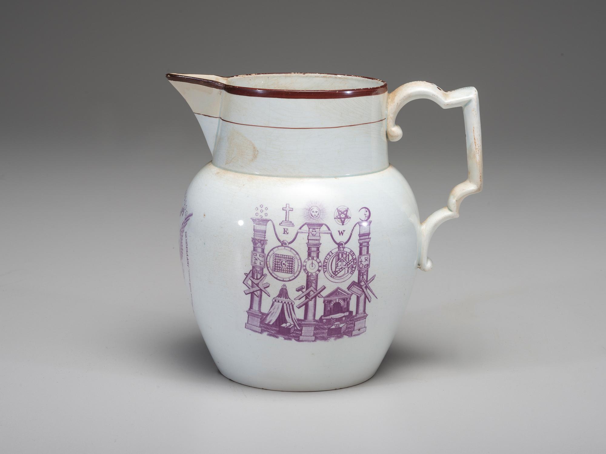 An 1804 Masonic Creamware Pitcher