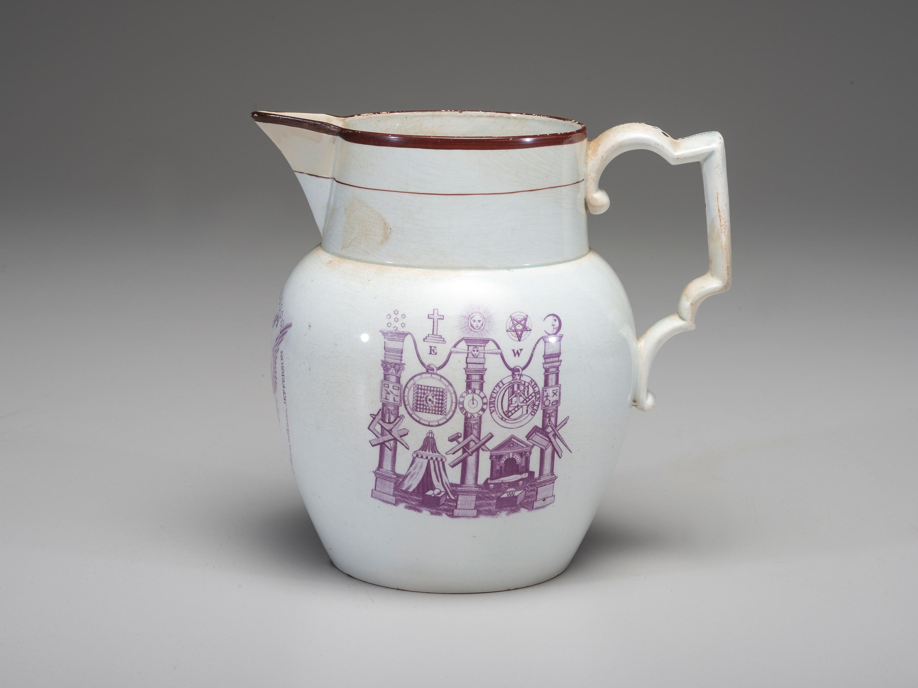 An 1804 Masonic Creamware Pitcher
