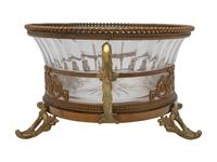 A French Bronze and Cut Glass Footed Center Bowl