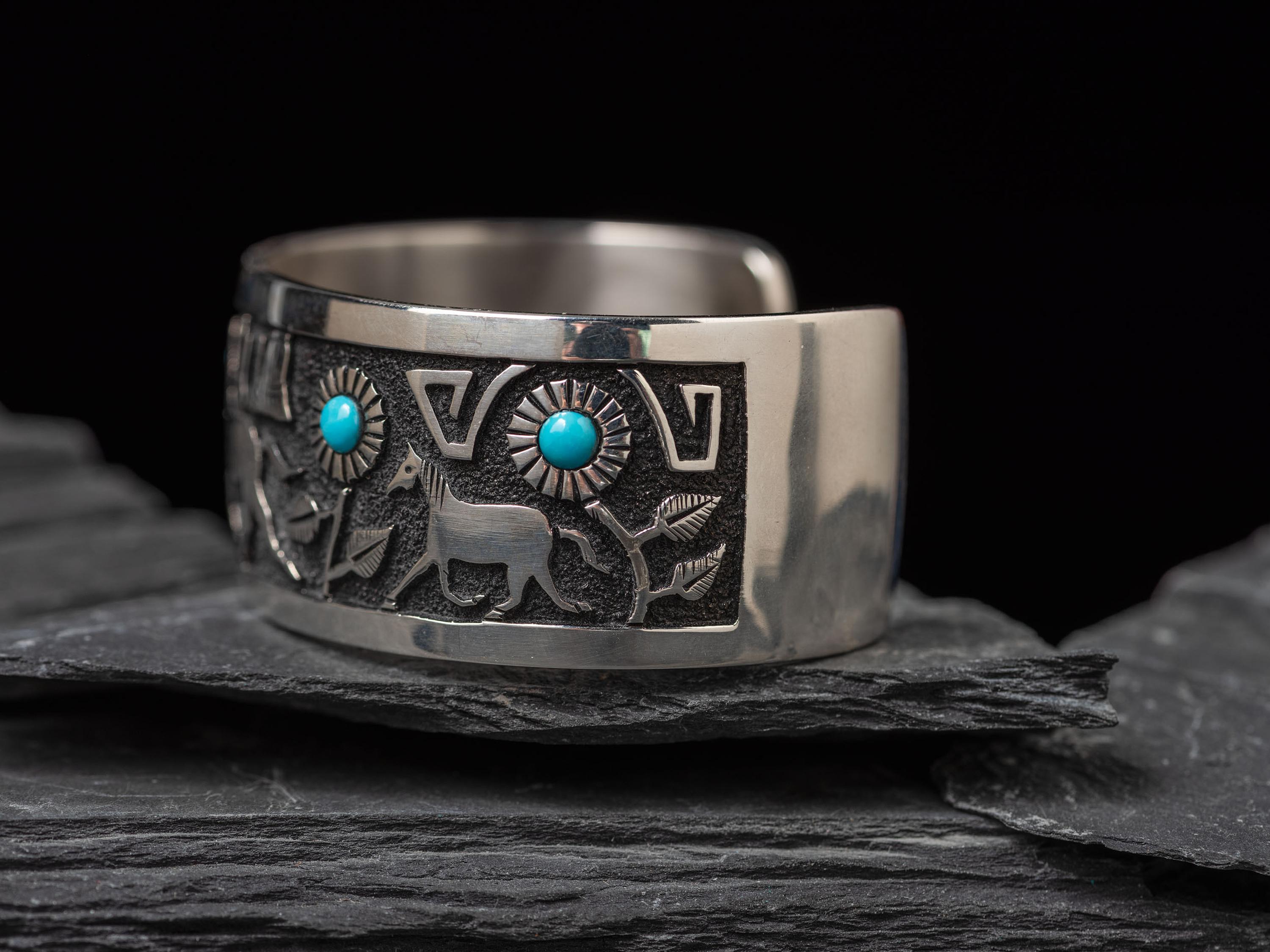 Sterling Silver and Turquoise Cuff Bracelet, PLUS