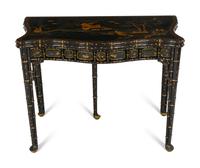 A Baker Furniture Gilt Decorated Chinoiserie Gate-Leg Game Table