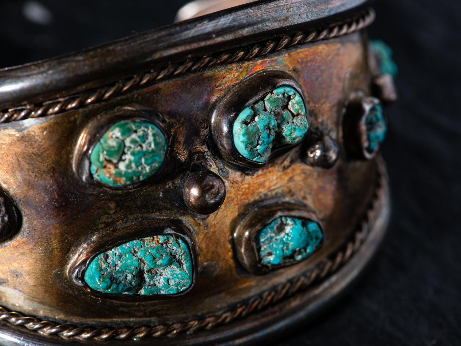 Navajo Silver and Turquoise Cuff Bracelet AND Southwestern-style Fetish Necklace