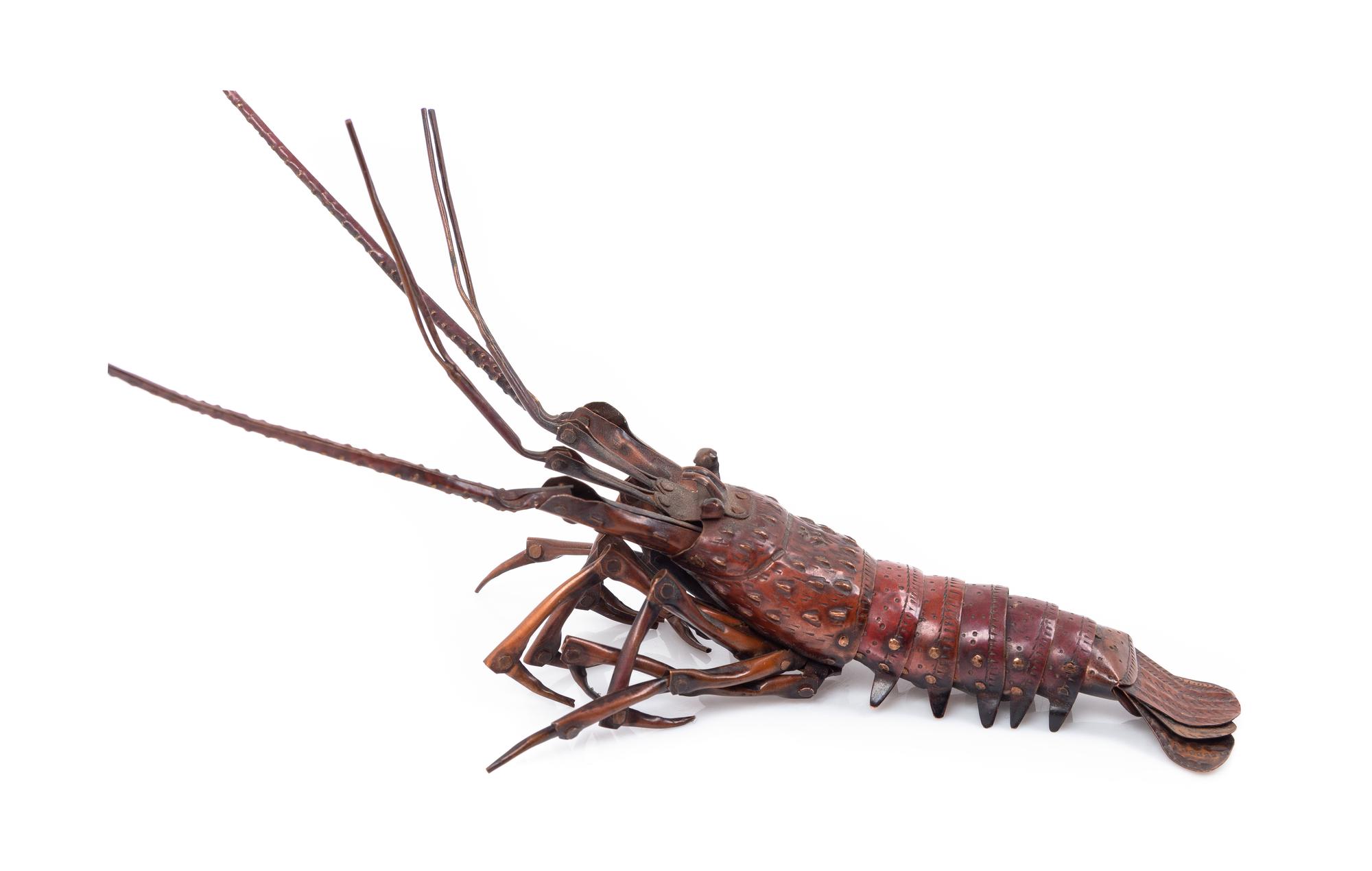 A Japanese Bronze Articulated Okimono of an Ebi (Spiny Lobster) Length of body 5 inches. — MEIJI PERIOD (1868-1912)