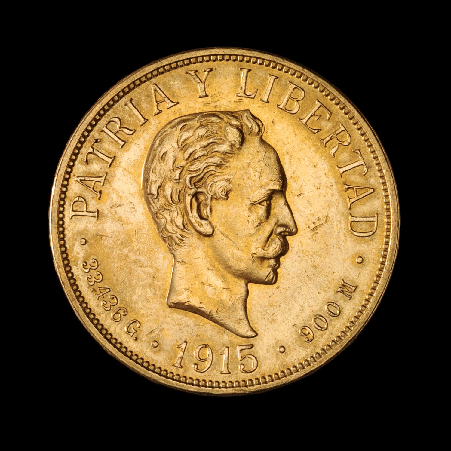 A Cuba Republic 1915 20 Peso Gold Coin