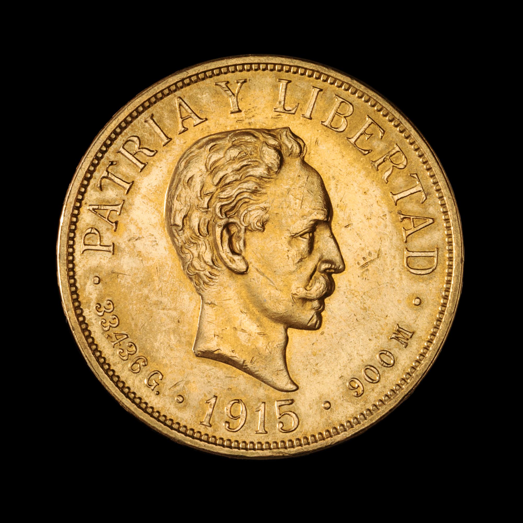 A Cuba Republic 1915 20 Peso Gold Coin