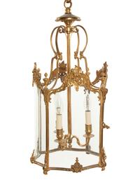 A Louis XVI Style Gilt Bronze Hall Lantern