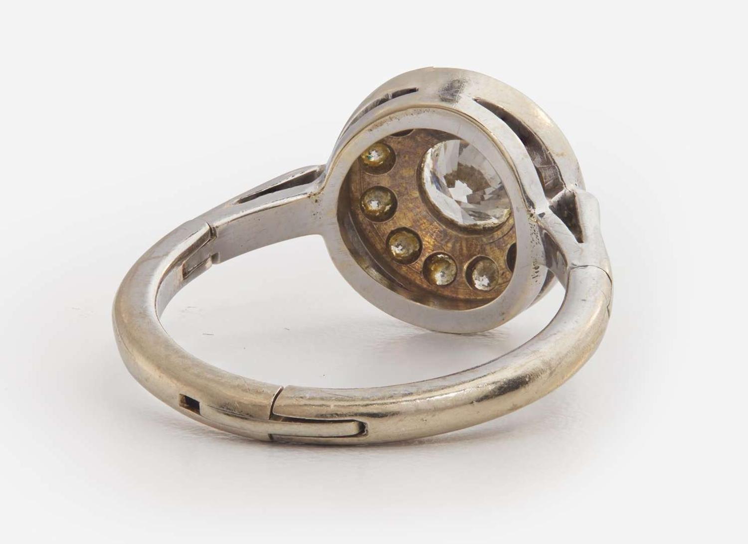 A 14K White Gold and Diamond Ring