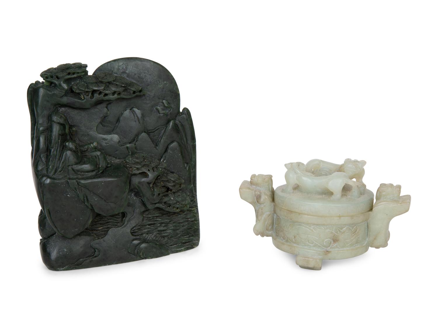 Two Chinese Carved Hardstone Works — 20TH CENTURY