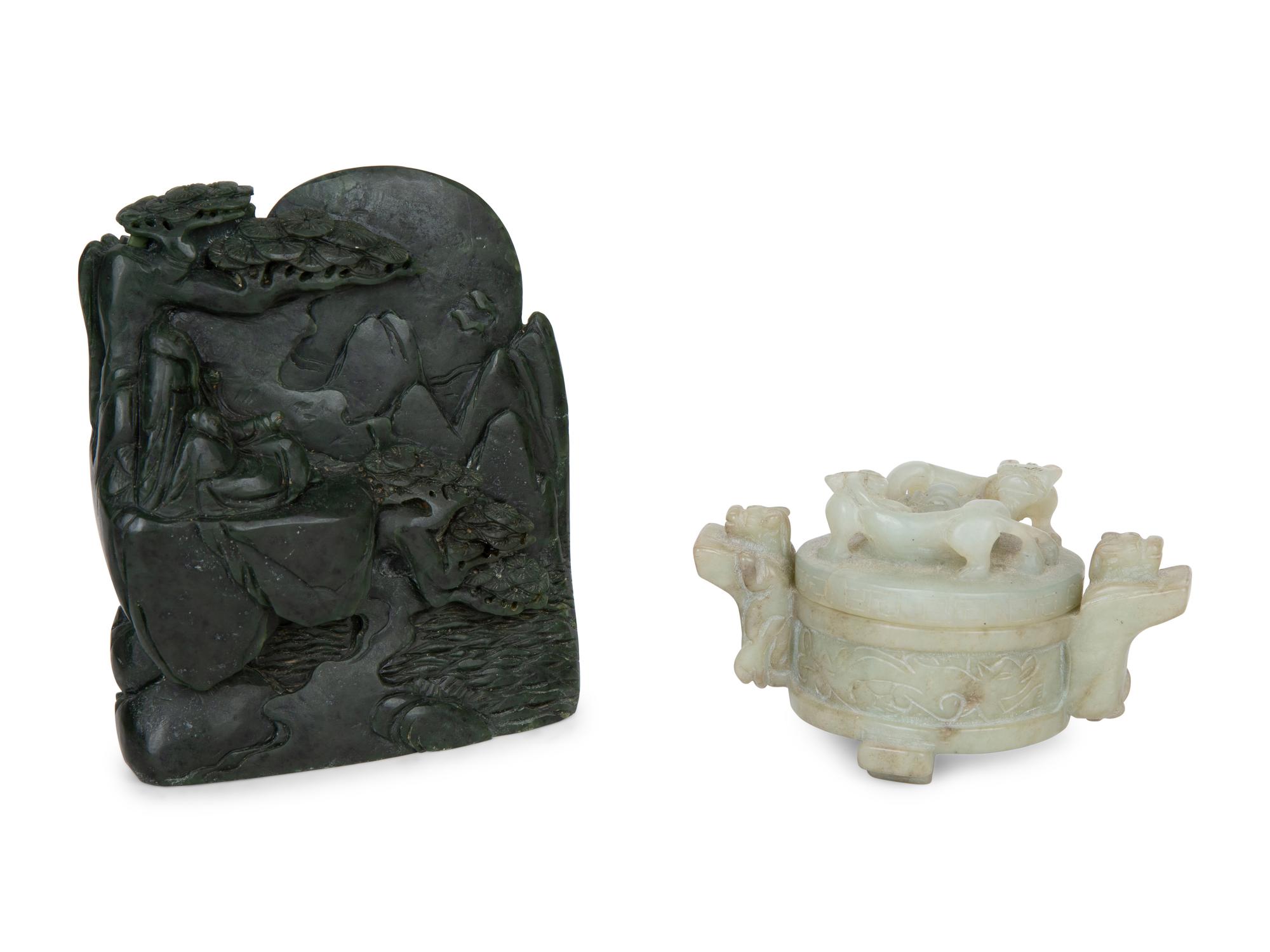 Two Chinese Carved Hardstone Works — 20TH CENTURY