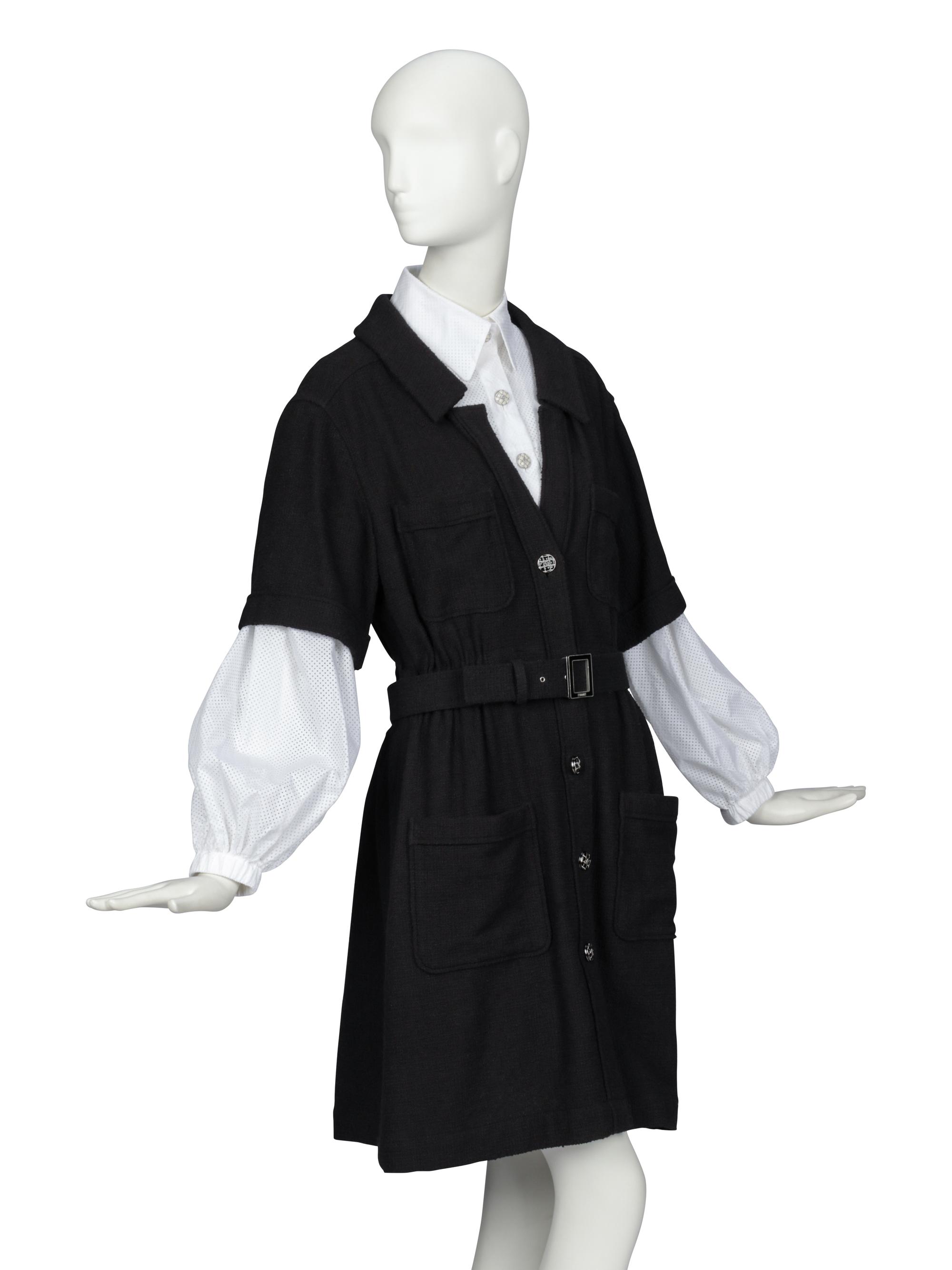 CHANEL, SHIRT & TWEED DRESS ENSEMBLE