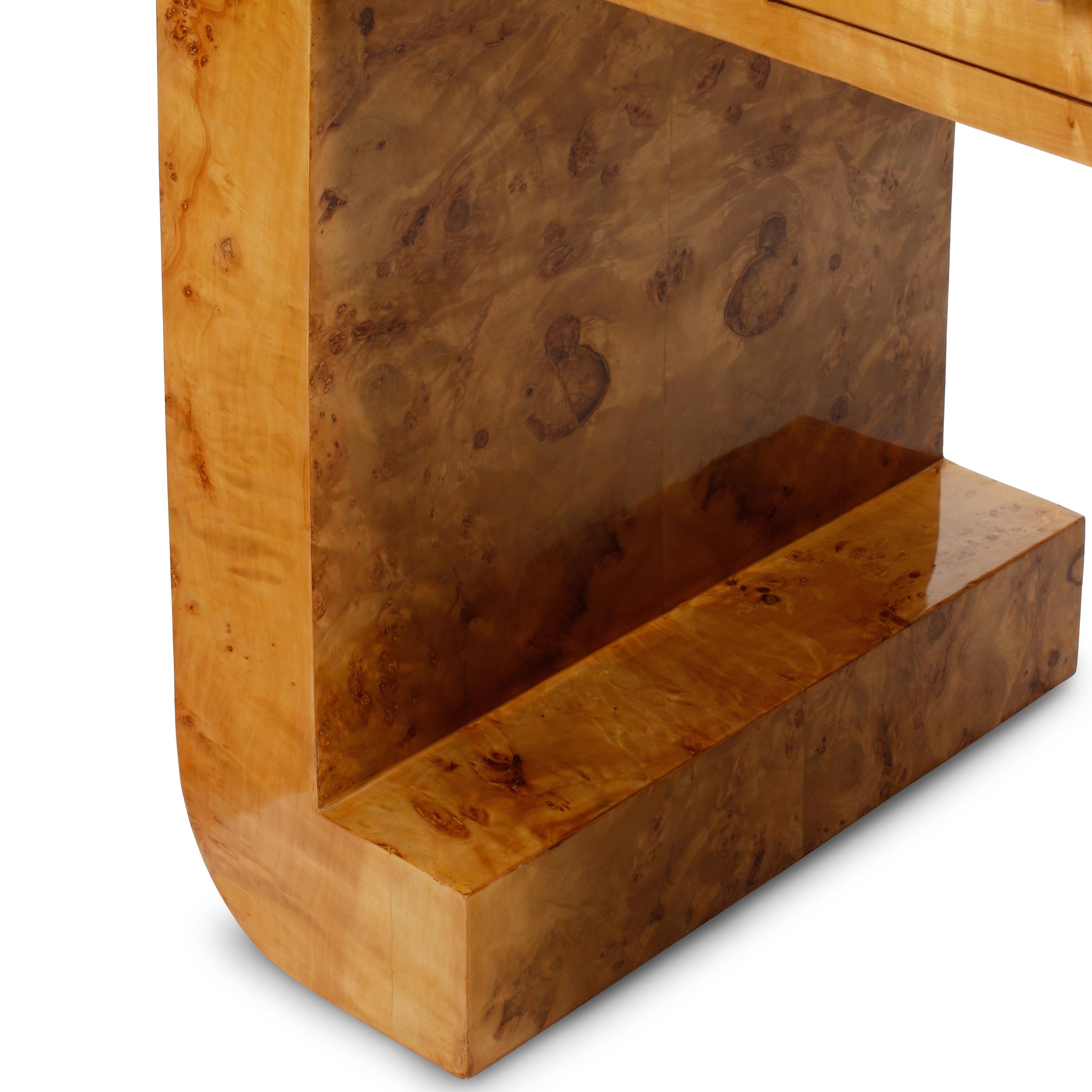 Art Deco Style 20th Century — Pair of Burlwood Console Tables