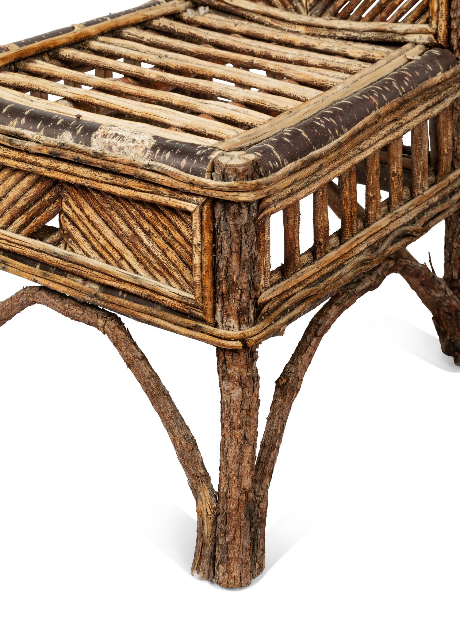 A Pair of Rustic Birch Side Chairs