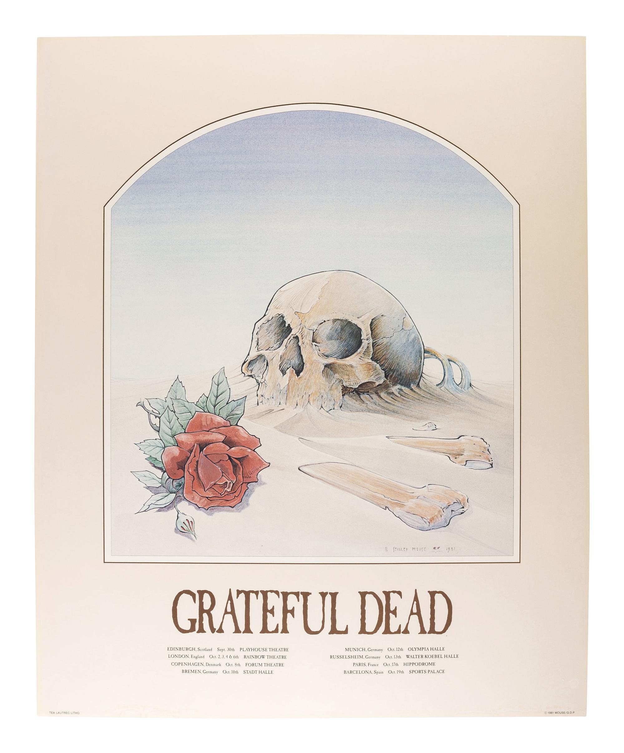 [MUSIC] -- [POSTERS]. A group of 7 posters, most promoting Grateful Dead performances, including artwork by Phillip GARRIS and Rick GRIFFIN, comprising:
