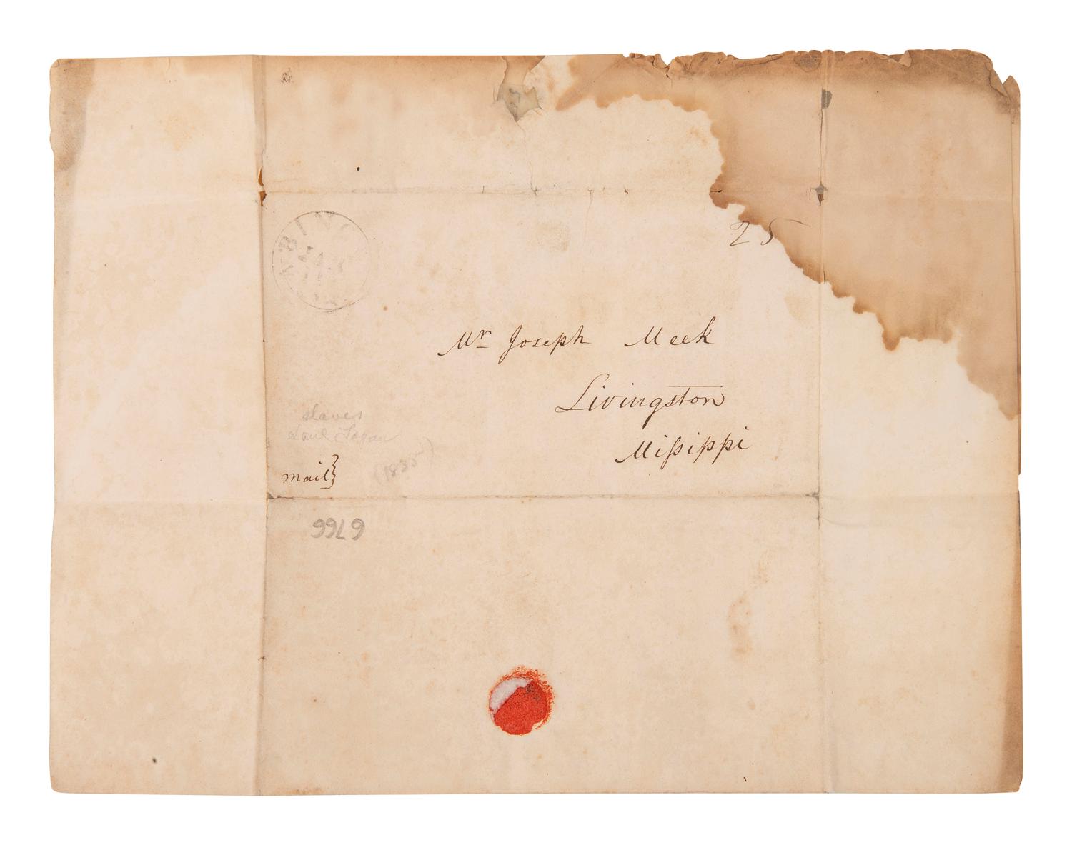 [ENSLAVEMENT]. 2 letters to slave trader Joseph Meek regarding the current market. Virginia, 1835.