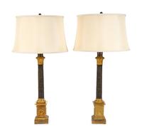 A Pair of Charles X Gilt and Patinated Bronze Candelabra Bases