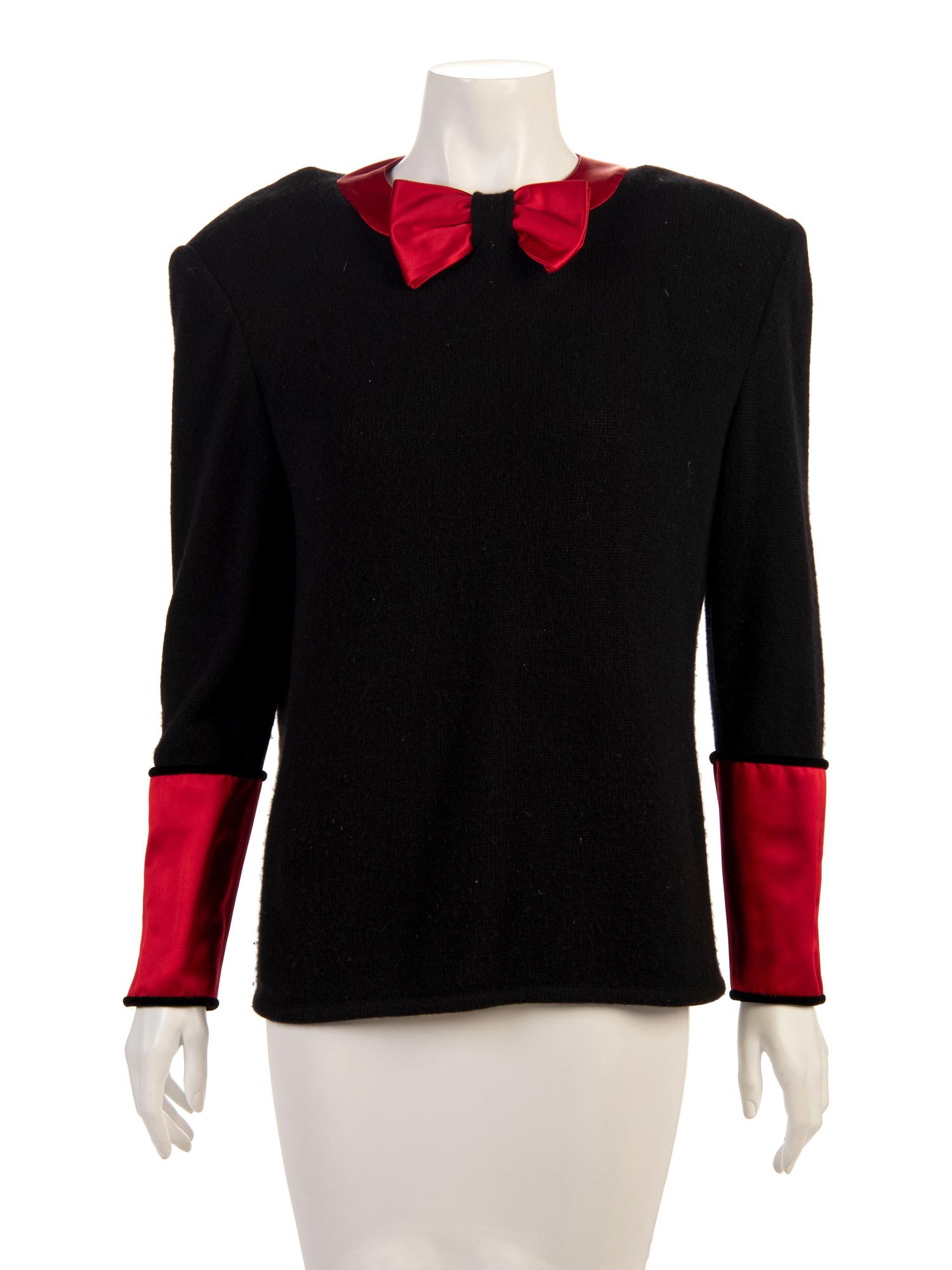 Three Valentino Cashmere Knit Tops with Bows, 1980s