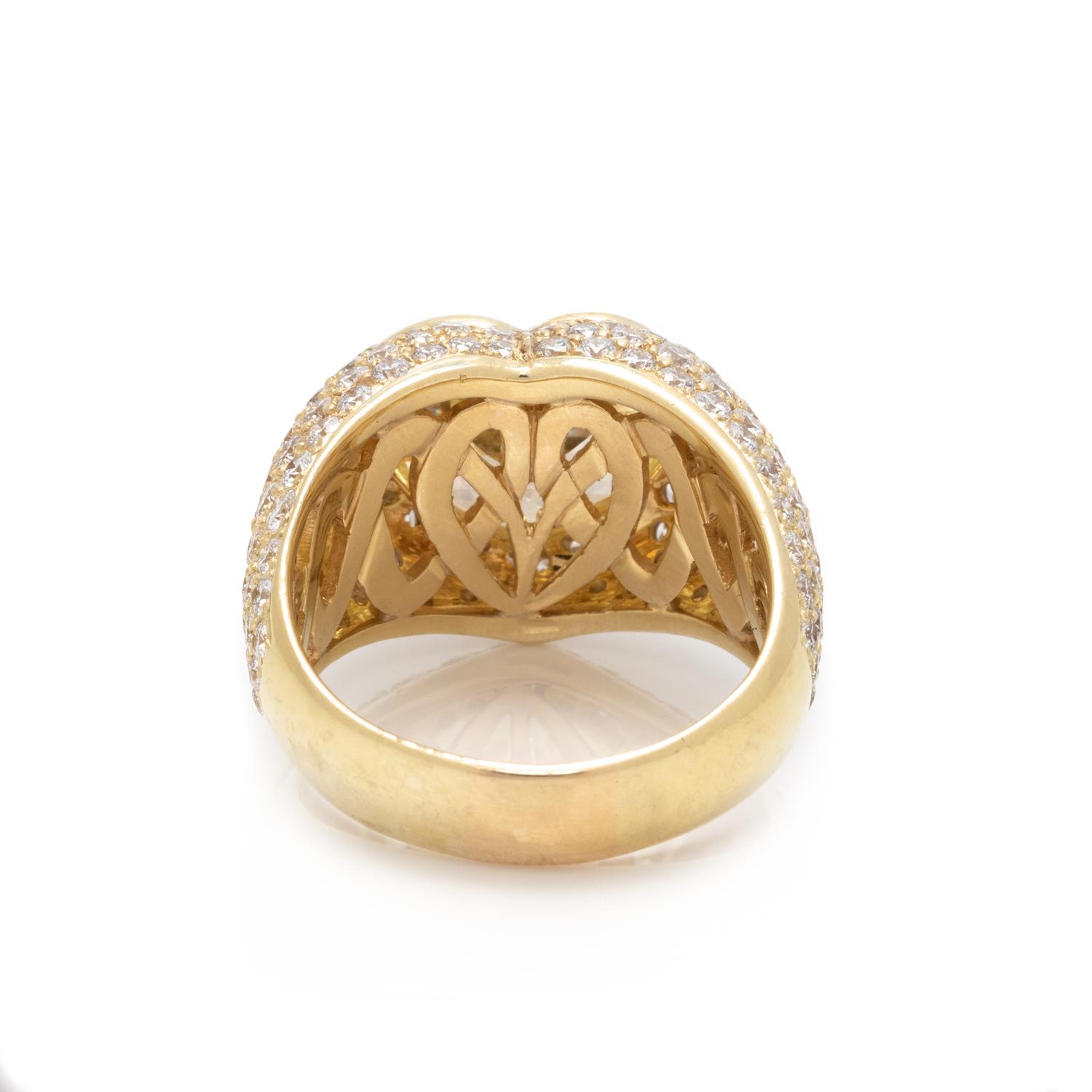 FANCY INTENSE YELLOW DIAMOND AND DIAMOND RING