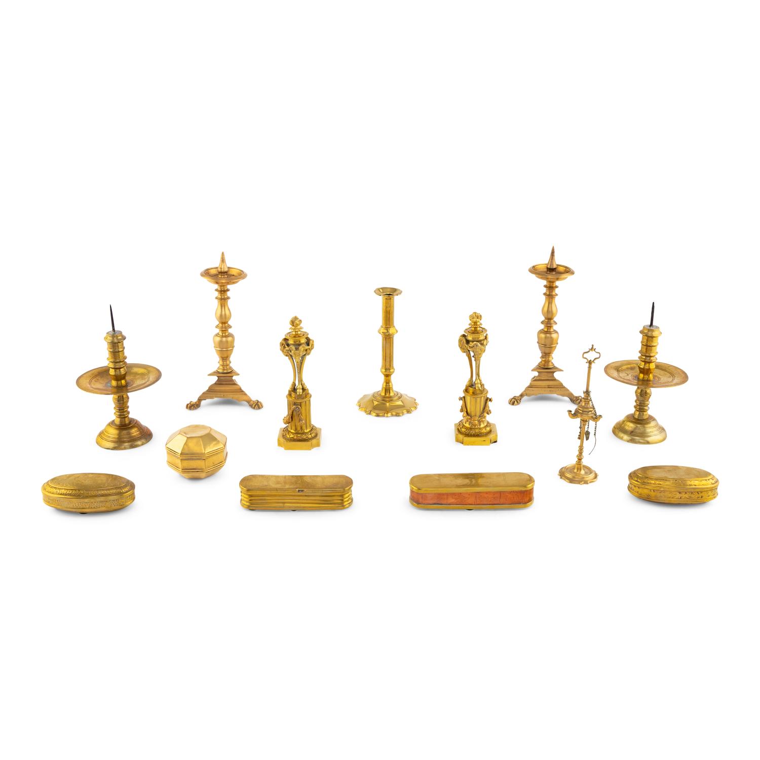 A Group of Continental Brass Table Articles