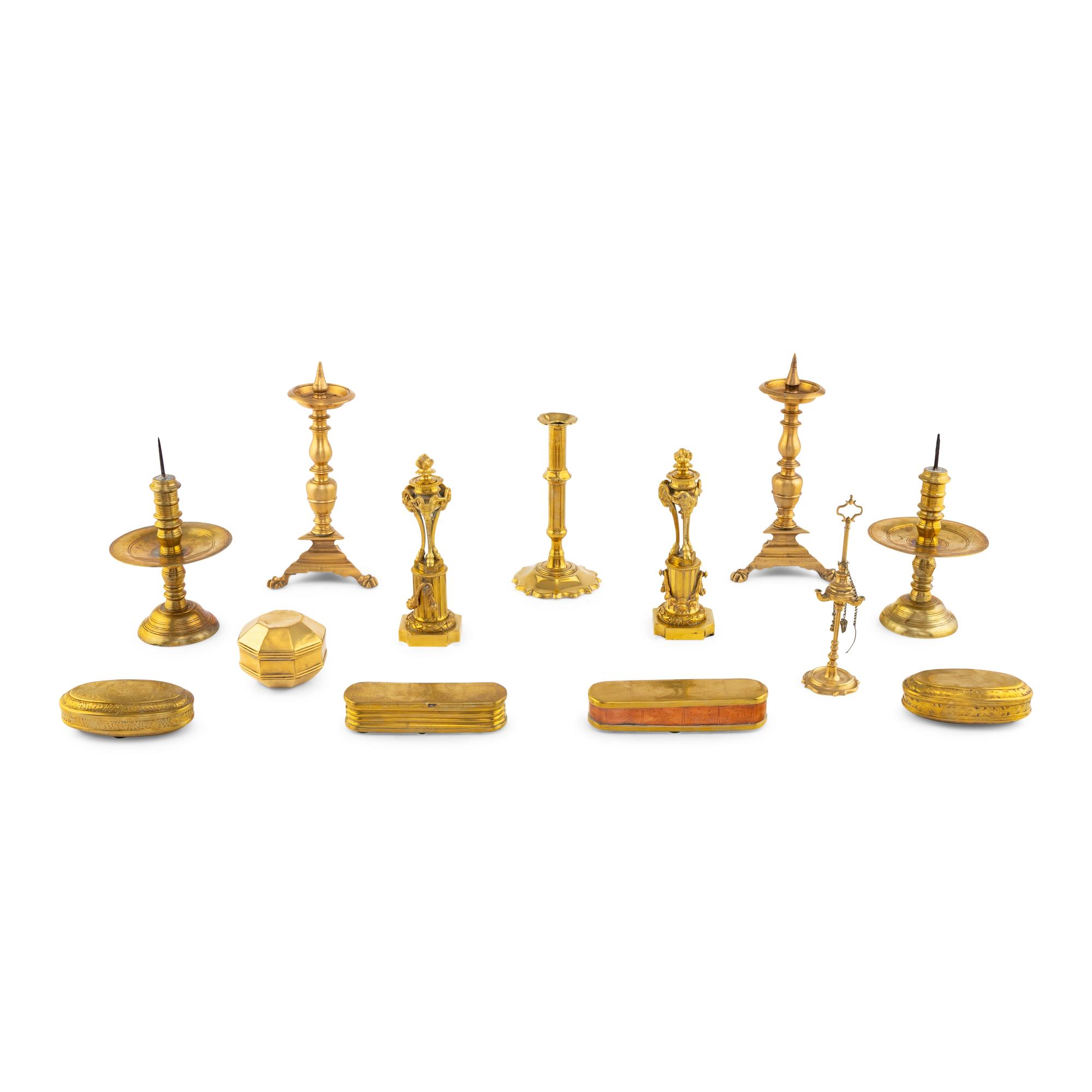 A Group of Continental Brass Table Articles