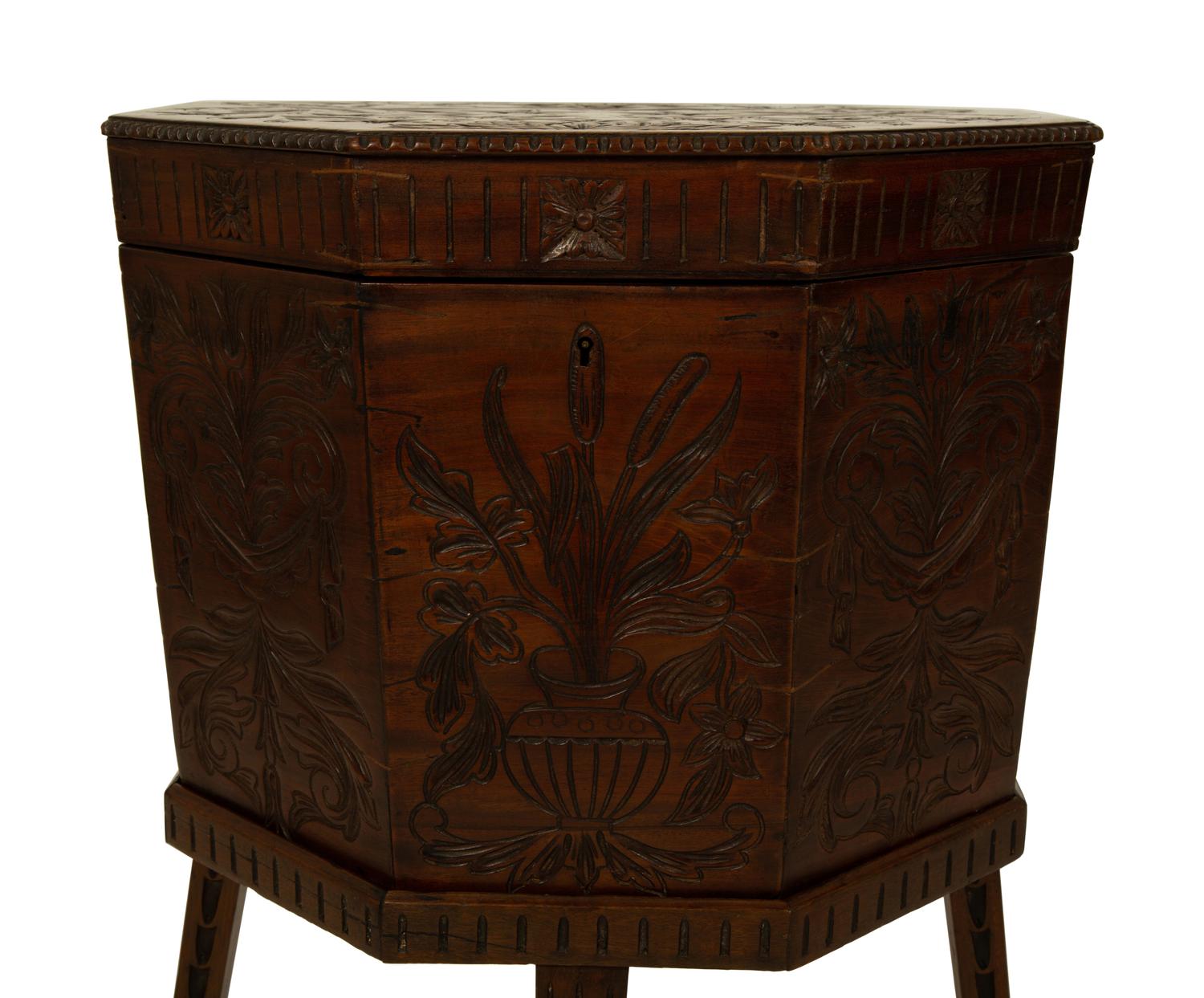 A Victorian Octagonal Carved Mahogany Cellerette — 19TH CENTURY