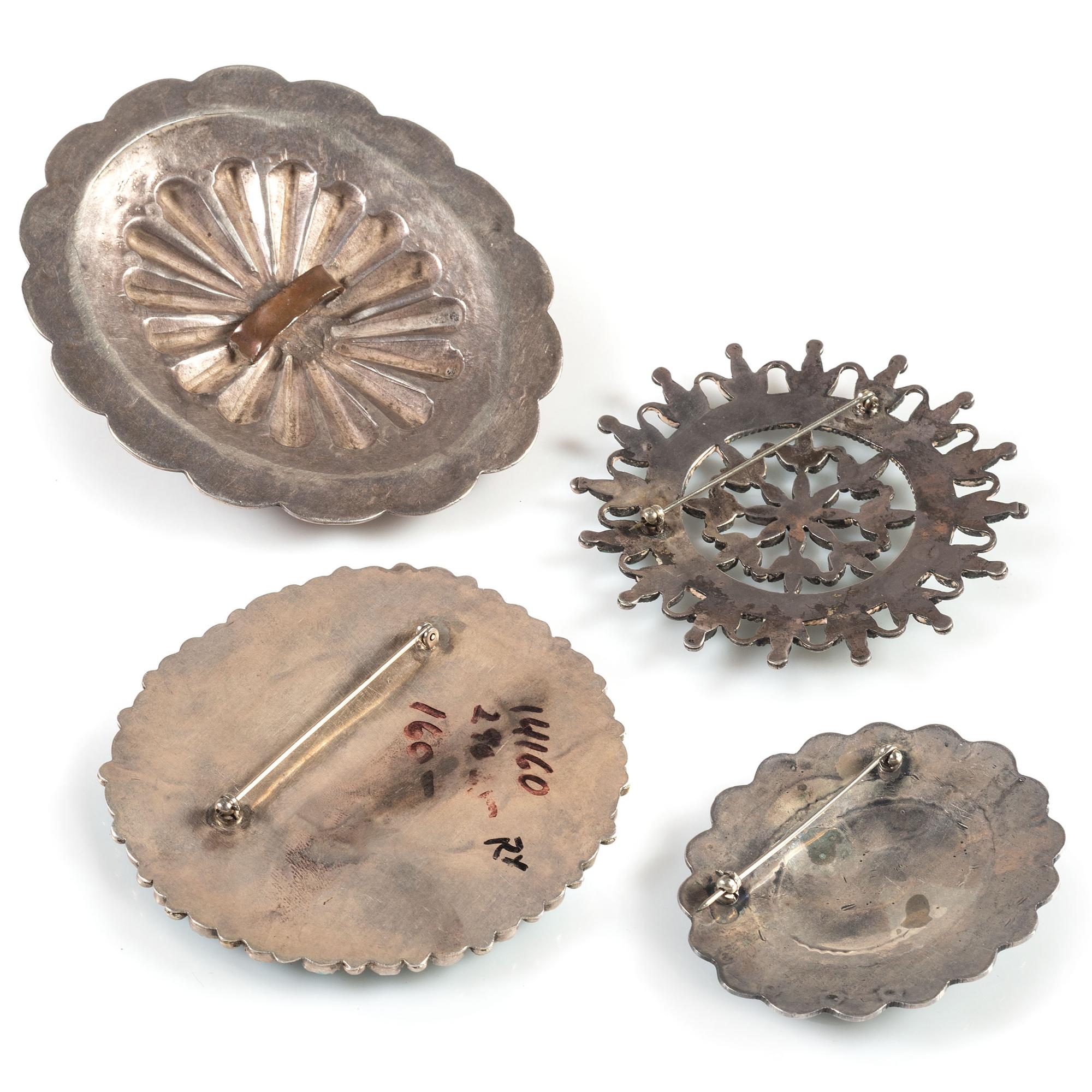 Navajo and Zuni Silver Pins / Brooches and Concha