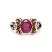 SILVER-TOPPED GOLD, RUBY AND DIAMOND RING